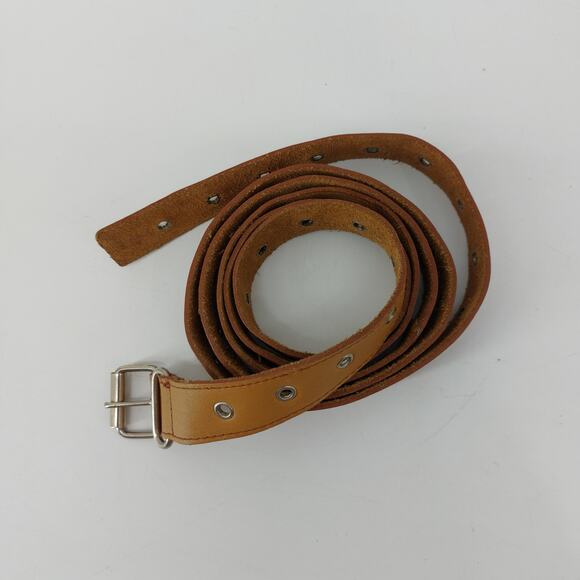 Womens Double Wrap Leather Belt Brown Boho One Size Grommet - Picture 3 of 10
